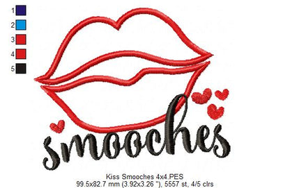 Valentines Day Smooches Kiss - Applique