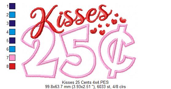 Kisses 25 Cents - Applique