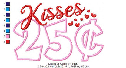 Kisses 25 Cents - Applique
