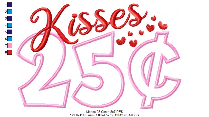 Kisses 25 Cents - Applique