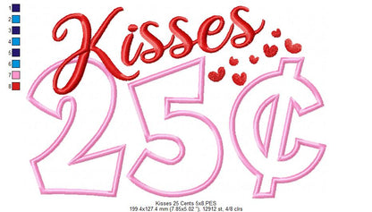 Kisses 25 Cents - Applique