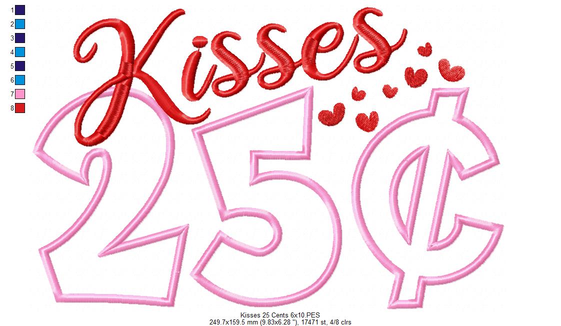 Kisses 25 Cents - Applique