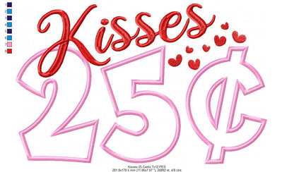 Kisses 25 Cents - Applique