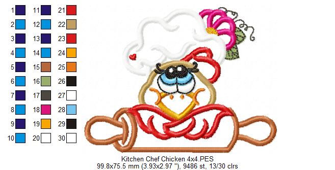 Kitchen Chef Chicken - Applique