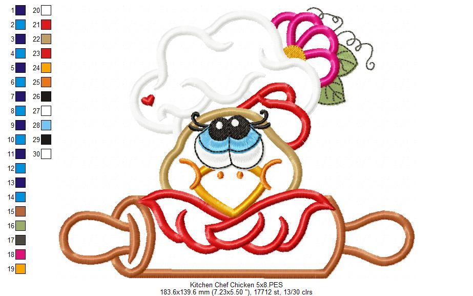 Kitchen Chef Chicken - Applique
