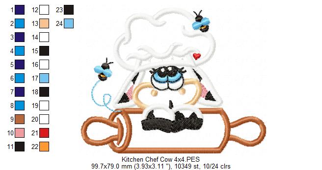 Kitchen Chef Cow - Applique Embroidery