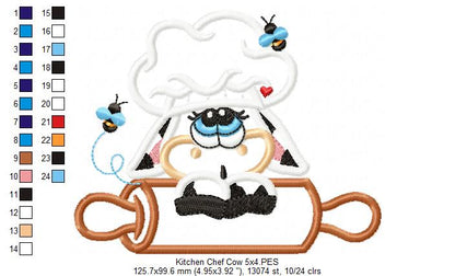 Kitchen Chef Cow - Applique Embroidery