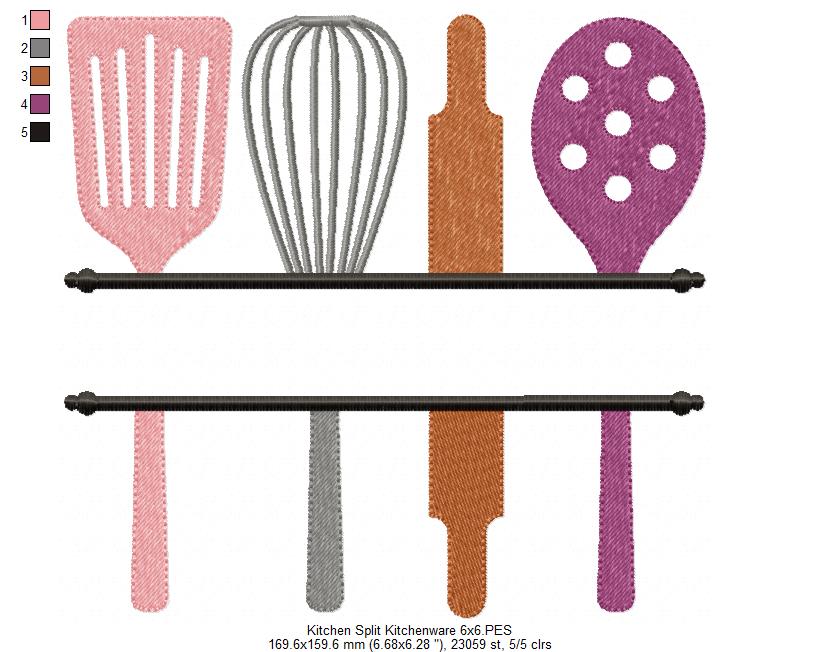 Kitchen Split Kitchenware - Fill Stitch Embroidery