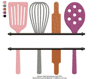 Kitchen Split Kitchenware - Fill Stitch Embroidery