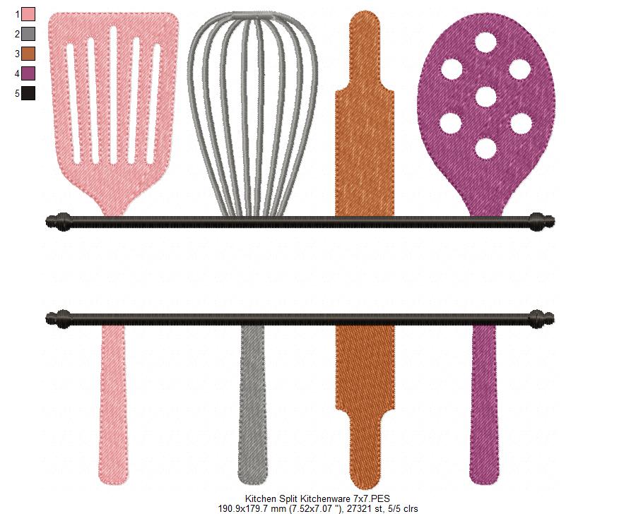 Kitchen Split Kitchenware - Fill Stitch Embroidery