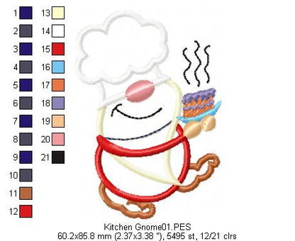 Kitchen Gnome with Cake - Applique