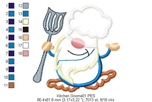 Kitchen Gnome with Fork - Applique