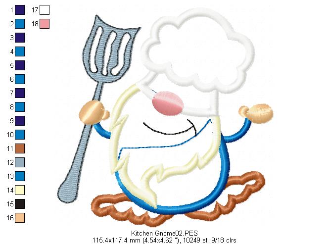 Kitchen Gnome with Fork - Applique