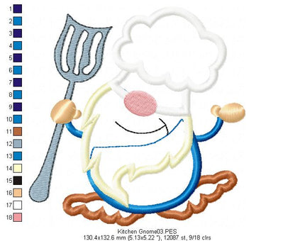 Kitchen Gnome with Fork - Applique