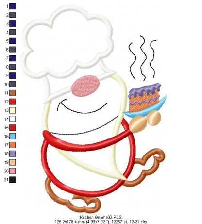 Kitchen Gnome with Cake - Applique