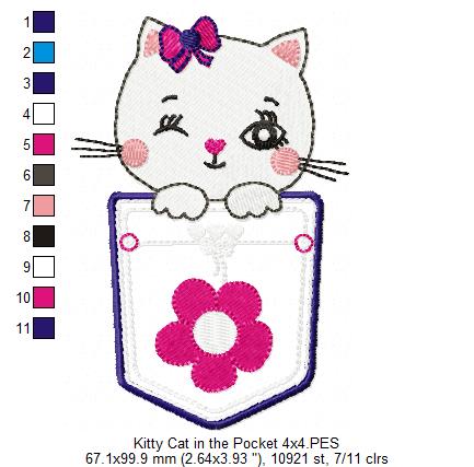 Kitty Cat in the Pocket - Applique