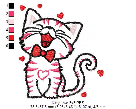 Happy Love Kitty  - ZigZag Applique