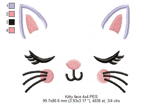 Kitty Face Kitty Cat - Fill Stitch Embroidery