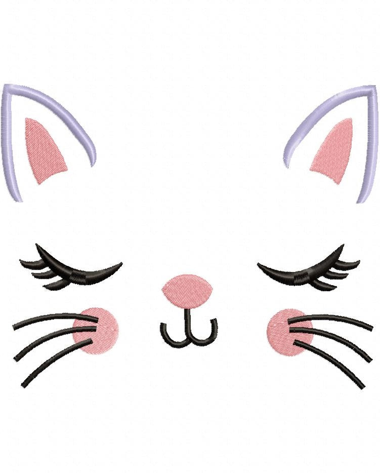 Kitty Face Kitty Cat - Fill Stitch Embroidery