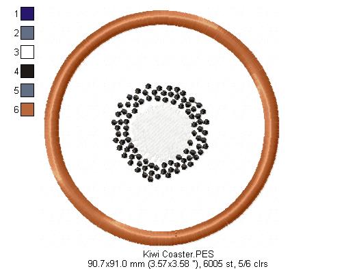 Kiwi Coaster - ITH Project - Machine Embroidery Design