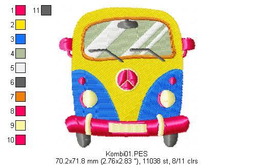 Kombi - Fill Stitch - Machine Embroidery Design