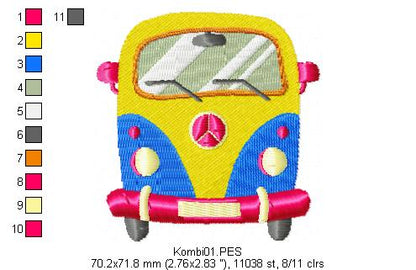 Kombi - Fill Stitch - Machine Embroidery Design