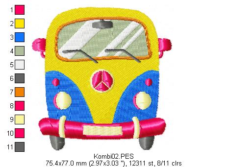 Kombi - Fill Stitch - Machine Embroidery Design