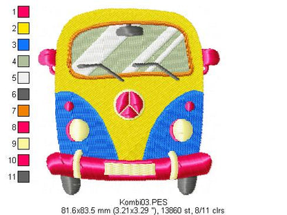 Kombi - Fill Stitch - Machine Embroidery Design