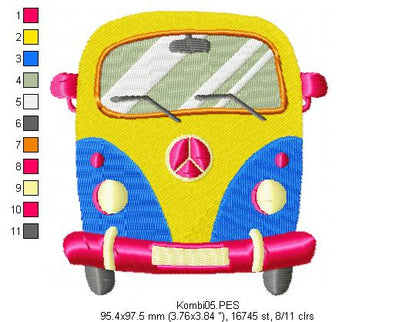 Kombi - Fill Stitch - Machine Embroidery Design