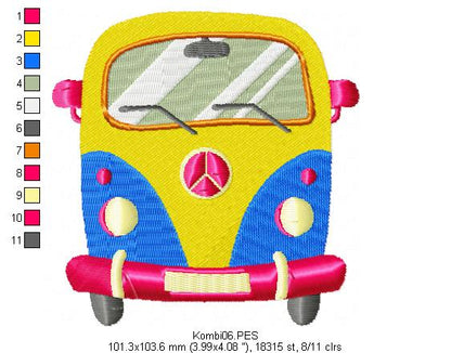 Kombi - Fill Stitch - Machine Embroidery Design