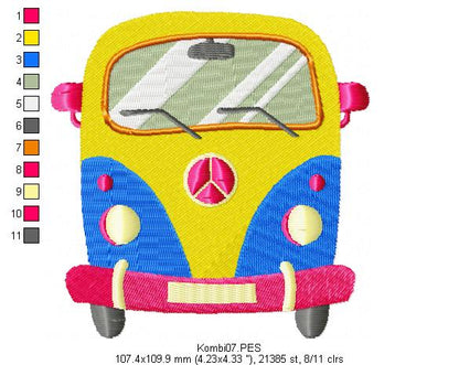 Kombi - Fill Stitch - Machine Embroidery Design