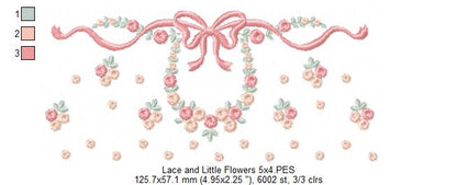 Lace and Little Flowers - Fill Stitch - Machine Embroidery Design