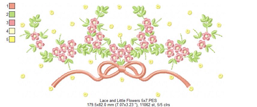 Lace and Little Flowers - Fill Stitch Embroidery