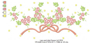 Lace and Little Flowers - Fill Stitch Embroidery