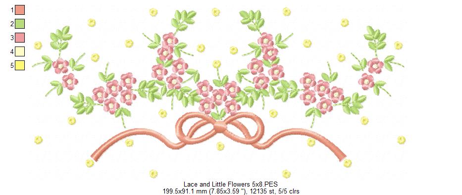 Lace and Little Flowers - Fill Stitch Embroidery