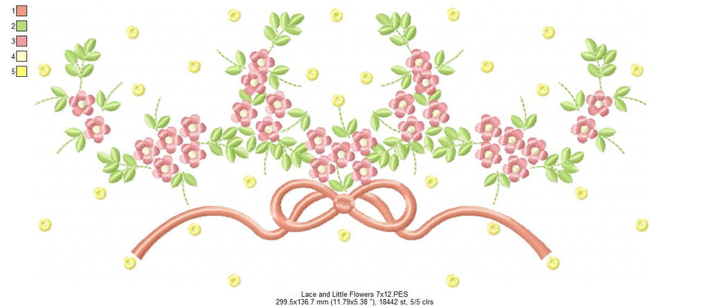 Lace and Little Flowers - Fill Stitch Embroidery