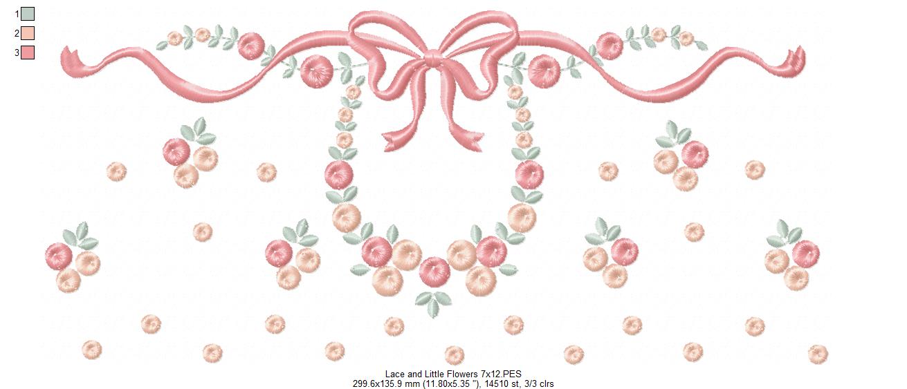 Lace and Little Flowers - Fill Stitch - Machine Embroidery Design