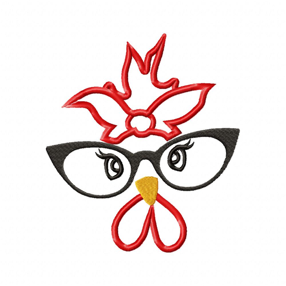 Lady Chicken - Applique - Machine Embroidery Design