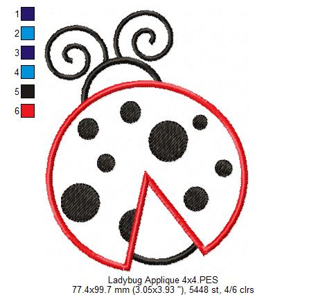 Ladybug - Applique - Machine Embroidery Design