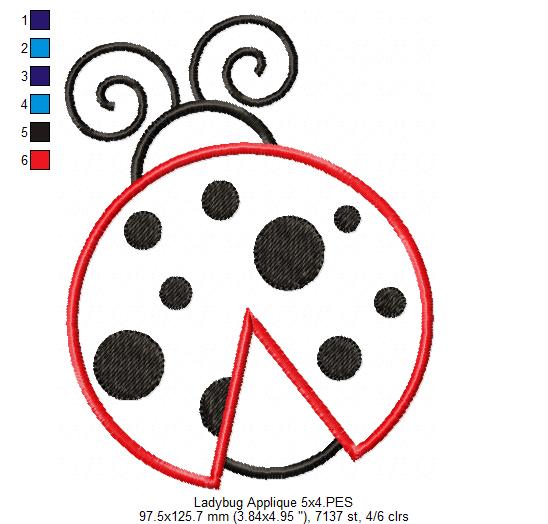 Ladybug - Applique - Machine Embroidery Design