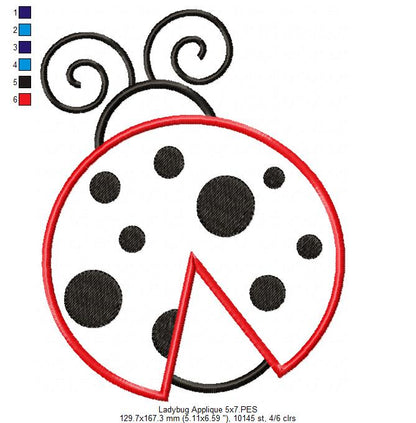 Ladybug - Applique - Machine Embroidery Design