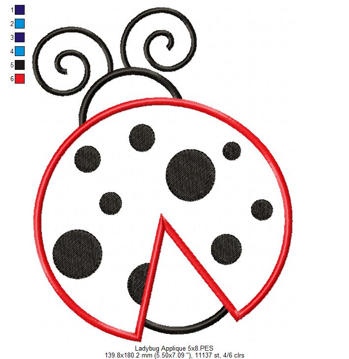 Ladybug - Applique - Machine Embroidery Design