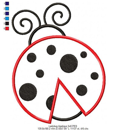 Ladybug - Applique - Machine Embroidery Design