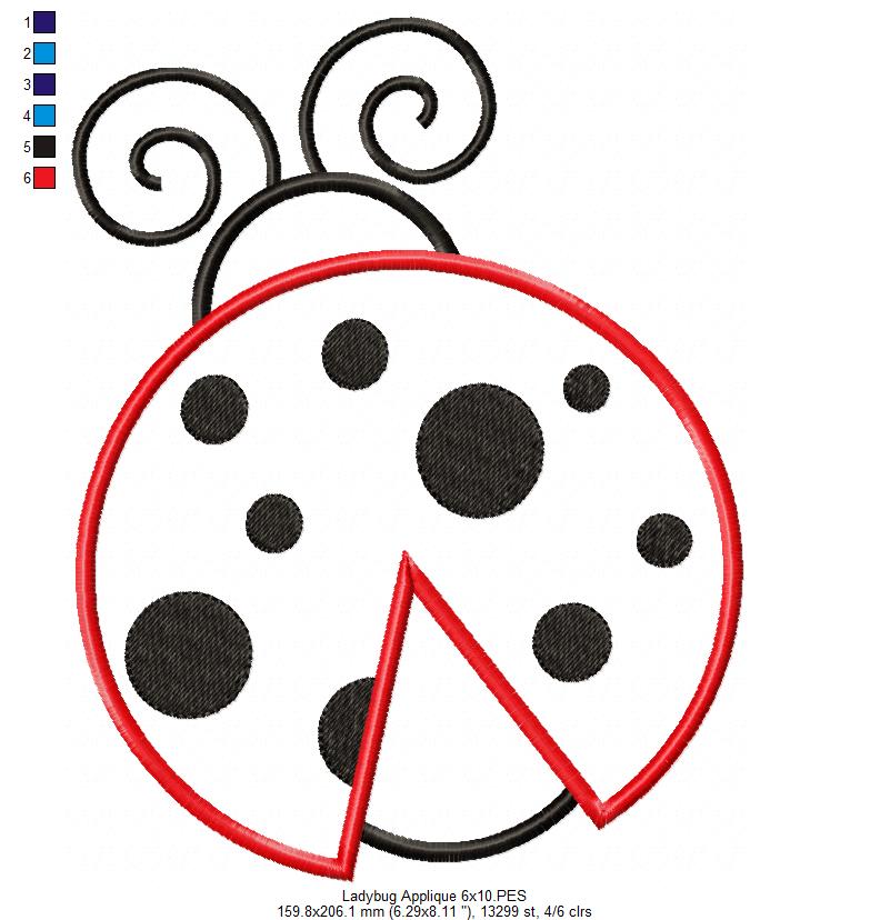 Ladybug - Applique - Machine Embroidery Design