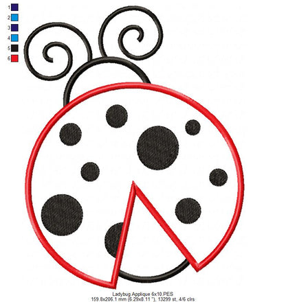 Ladybug - Applique - Machine Embroidery Design