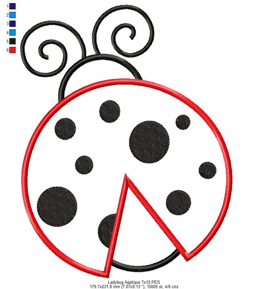 Ladybug - Applique - Machine Embroidery Design