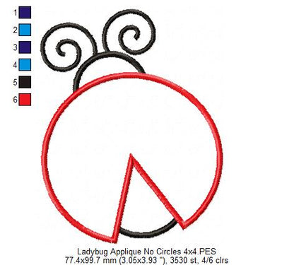 Ladybug - Applique - Machine Embroidery Design
