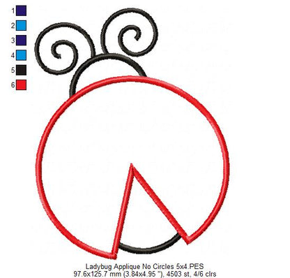 Ladybug - Applique - Machine Embroidery Design
