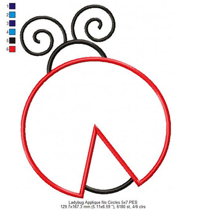 Ladybug - Applique - Machine Embroidery Design