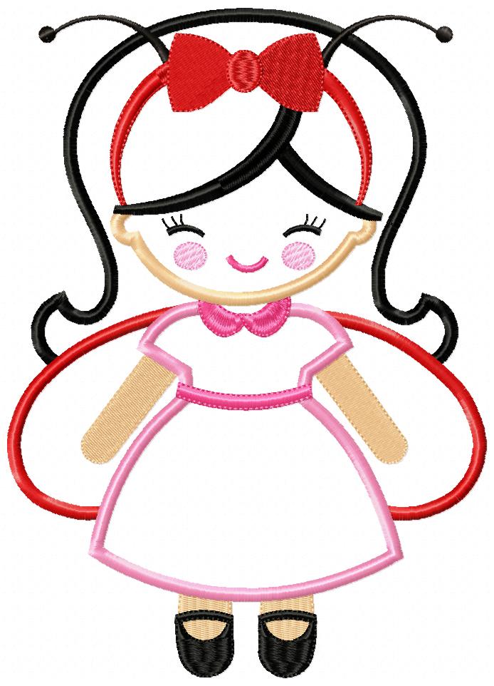 Cute Ladybug Girl - Applique